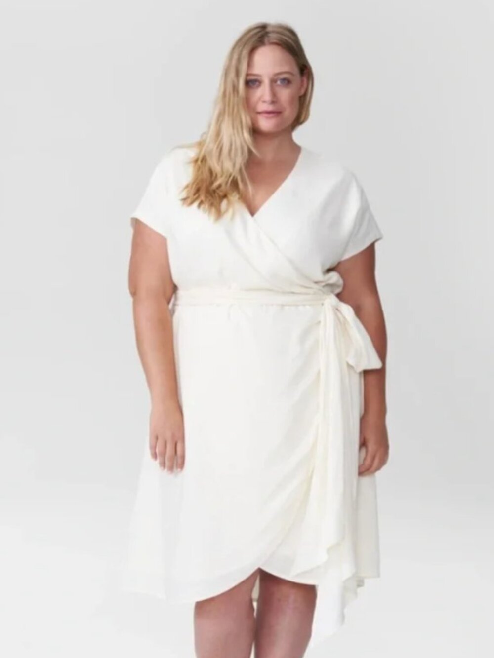 Tulip Hem Linen Wrap Dress